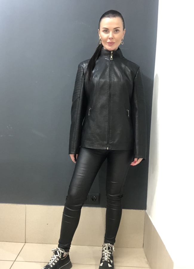 Куртка из эко кожи модель № 802 меха малина