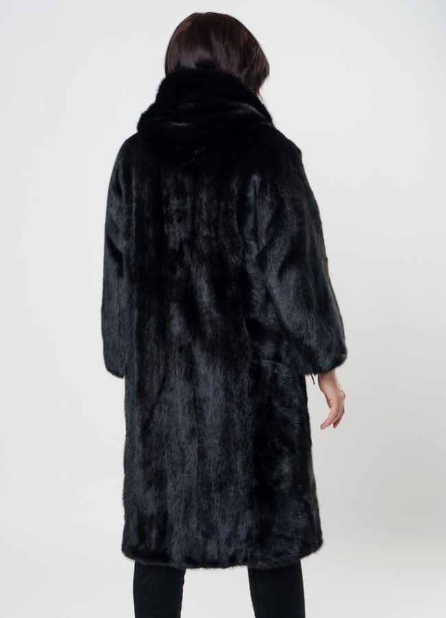 Длинная шуба из норки модель № S-1009 в кредит