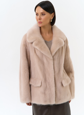 Шуба из меха норки с английским воротником