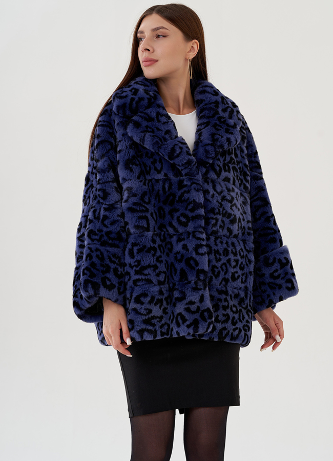 Укороченная шуба из кролика  модель № 81495 универмаг малина