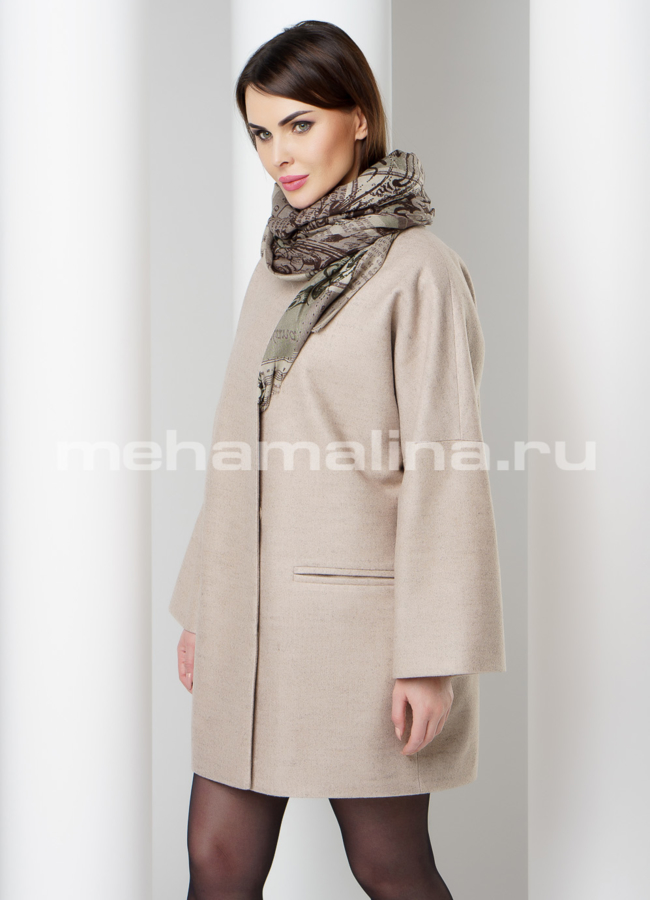 Бежевое пальто Aurora модель № 359 универмаг малина
