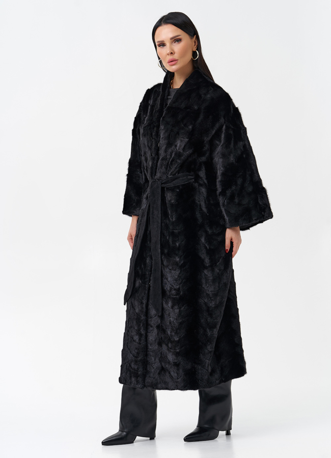 Длинная шуба из норки модель № 29064 универмаг малина