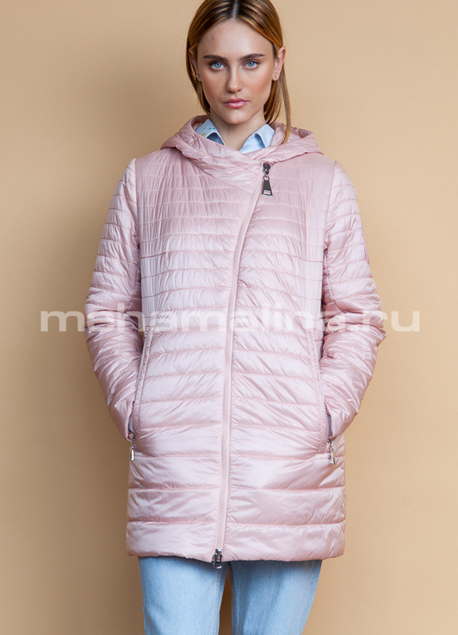 Женская удлиненная куртка модель № PK-31 меха малина