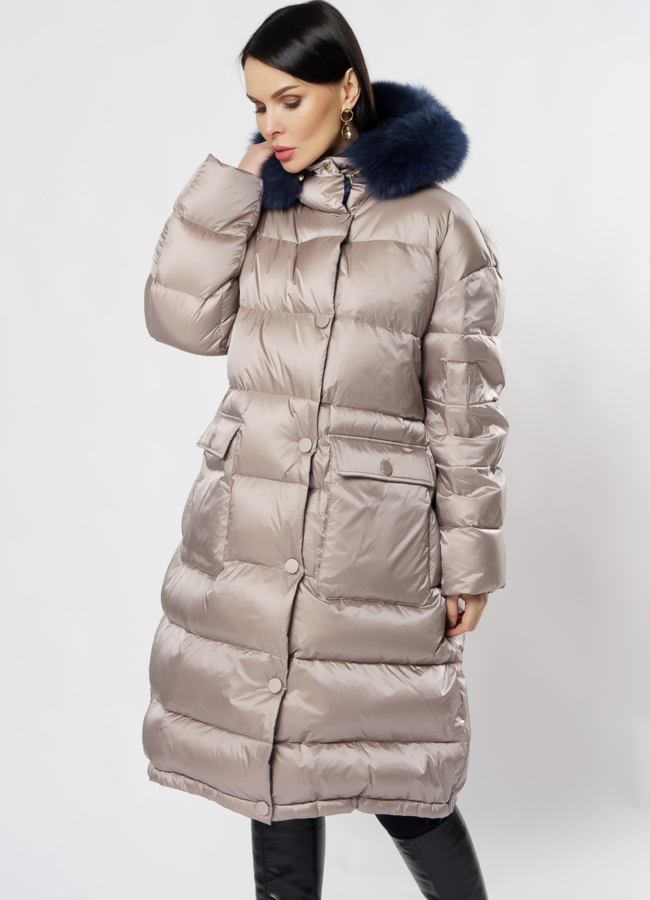 Светлый пуховик Florence Mode с капюшоном модель № 19СА-27 в кредит