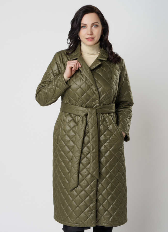 Женское демиезонное пальто зеленого цвета модель № 46 в рассрочку