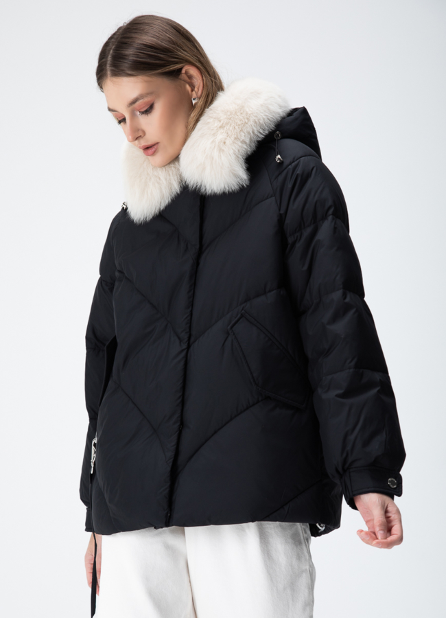 Женский пуховик с капюшоном модель № 28386 универмаг малина