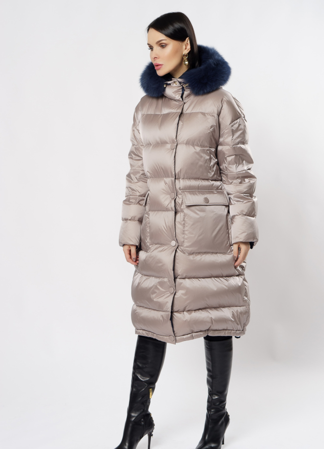 Светлый пуховик Florence Mode с капюшоном модель № 19СА-27 универмаг малина