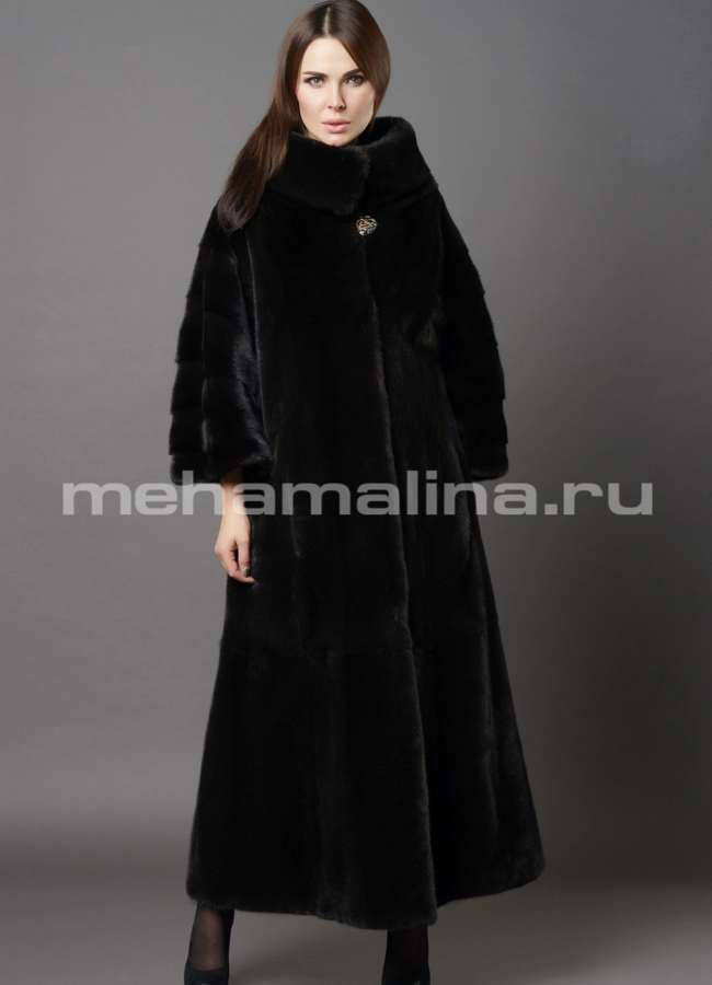 Шуба из норки модель № S-635 меха малина