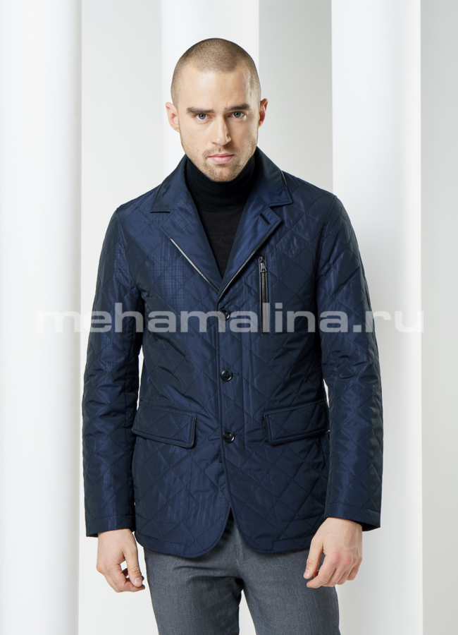 Куртка мужская, на пуговицах модель № KP-104 меха малина