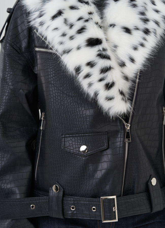 Куртка из эко кожи черного цвета модель № 24909 универмаг малина