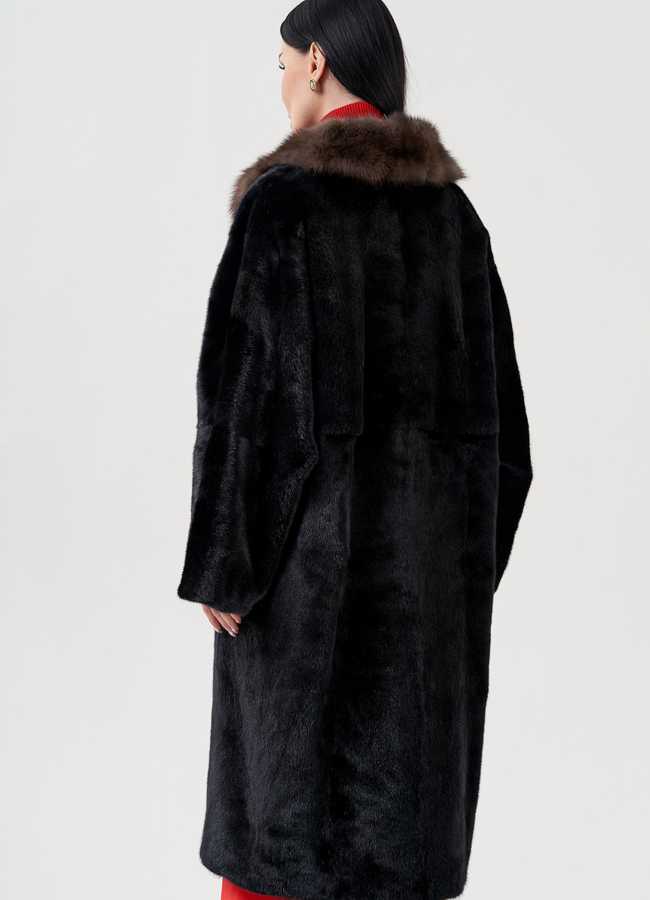 Норковая шуба с английским воротником из куницы модель № 80992 в кредит