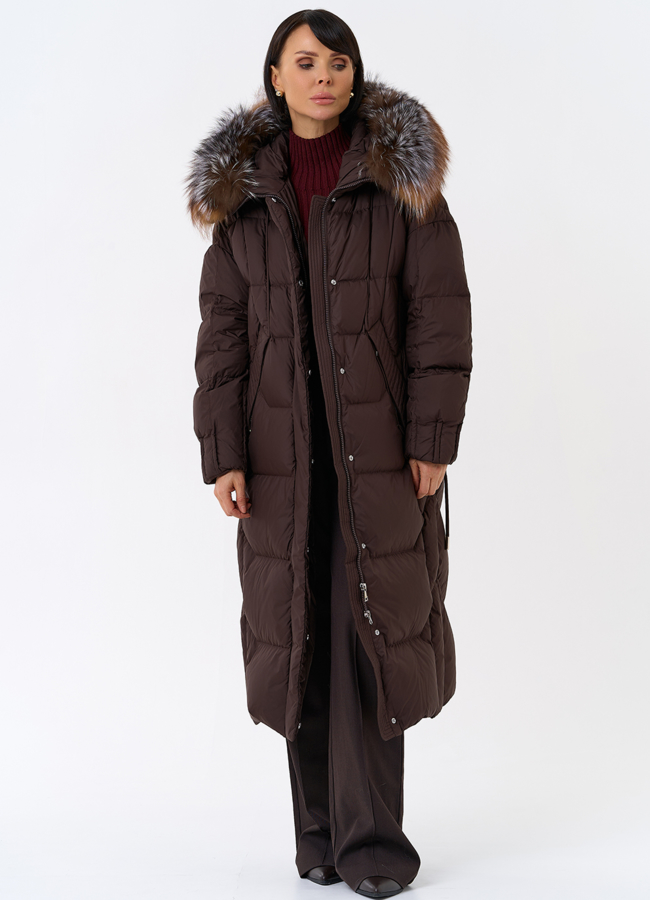 Женский пуховик с отделкой из меха блюфрост модель № 31797 универмаг малина