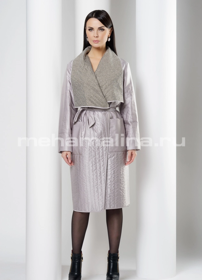фото Пальто с воротником шалью и поясом модель № 20081/1