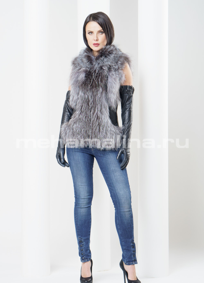 Меховой жилет из чернобурки модель № M-59 в кредит
