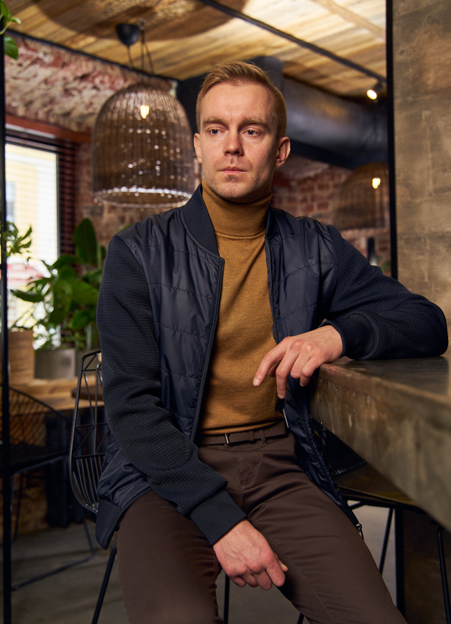 фото Куртка бомбер синего цвета  модель № 22457 фото Куртка бомбер синего цвета  модель № 22457