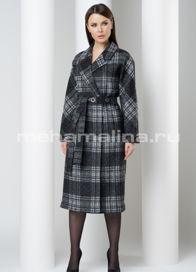 Пальто в клетку  модель № BP-146 универмаг малина