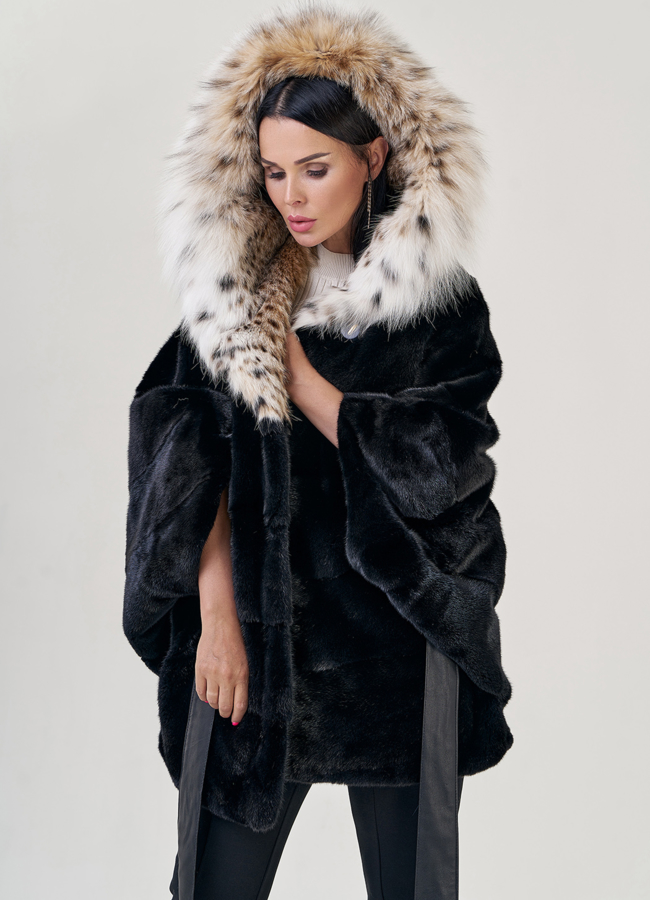 Шуба из норки с рысью модель № 78846 универмаг малина