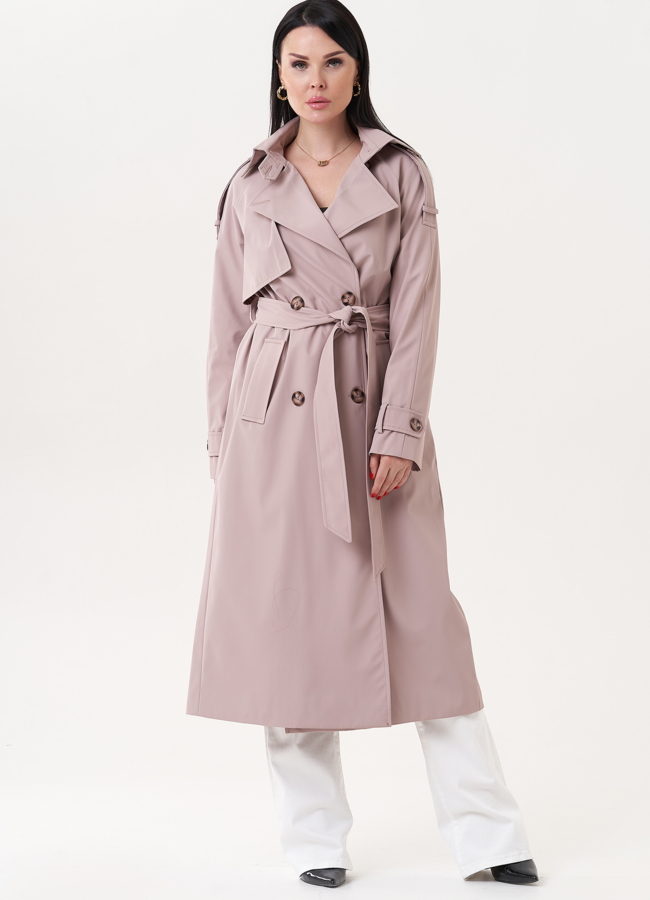 фото Тренч розового цвета с английским воротником модель № 27215