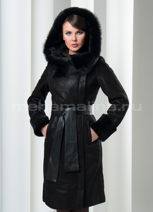 Дубленка черная с тосканой модель № D-78 в кредит Дубленка черная с тосканой модель № D-78 в кредит