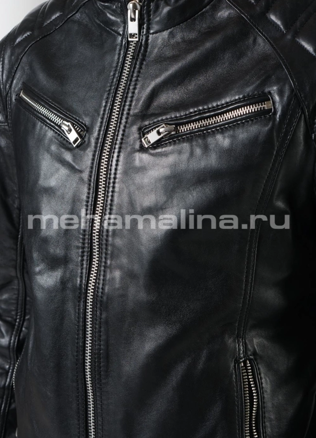 Мото куртка из натуральной кожи  модель № Boxter в рассрочку