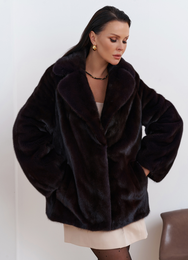 Короткая шуба из меха норки модель № 27544 в рассрочку