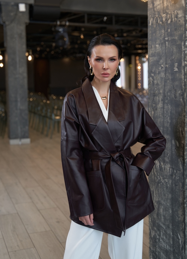 Куртка из натуральной кожи бордового цвета модель № 30046 меха малина Куртка из натуральной кожи бордового цвета модель № 30046 меха малина