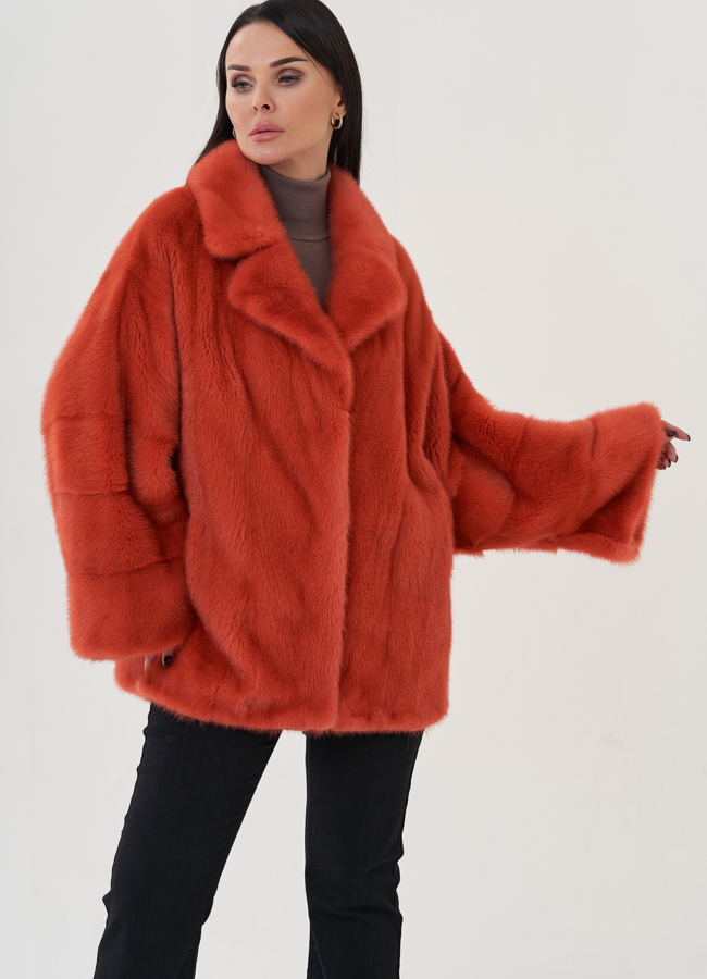 фото Шуба из норки с английским воротником  модель № 81023