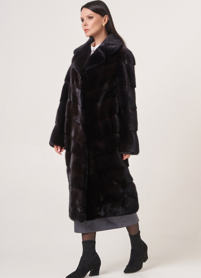 Норковая шуба с английским воротником модель № S-764 универмаг малина
