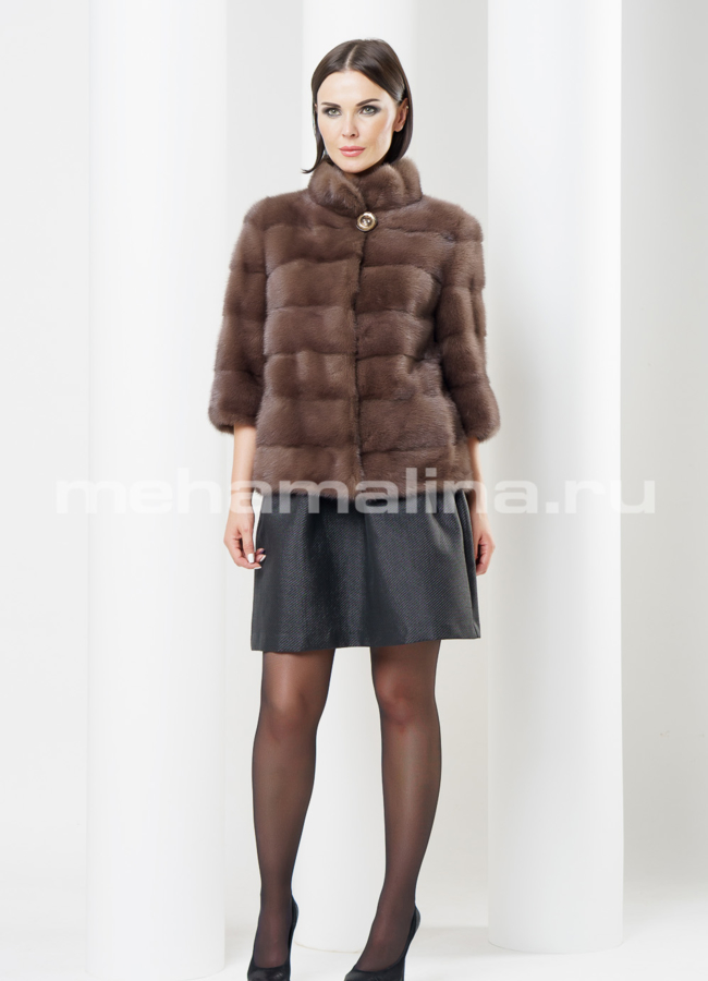 Шуба из норки, цвет соболь модель № S-444 в рассрочку