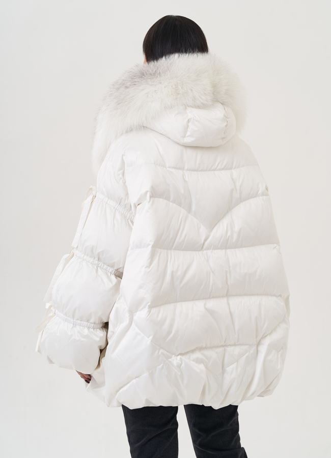 Женский пуховик с капюшоном  модель № 26077 универмаг малина