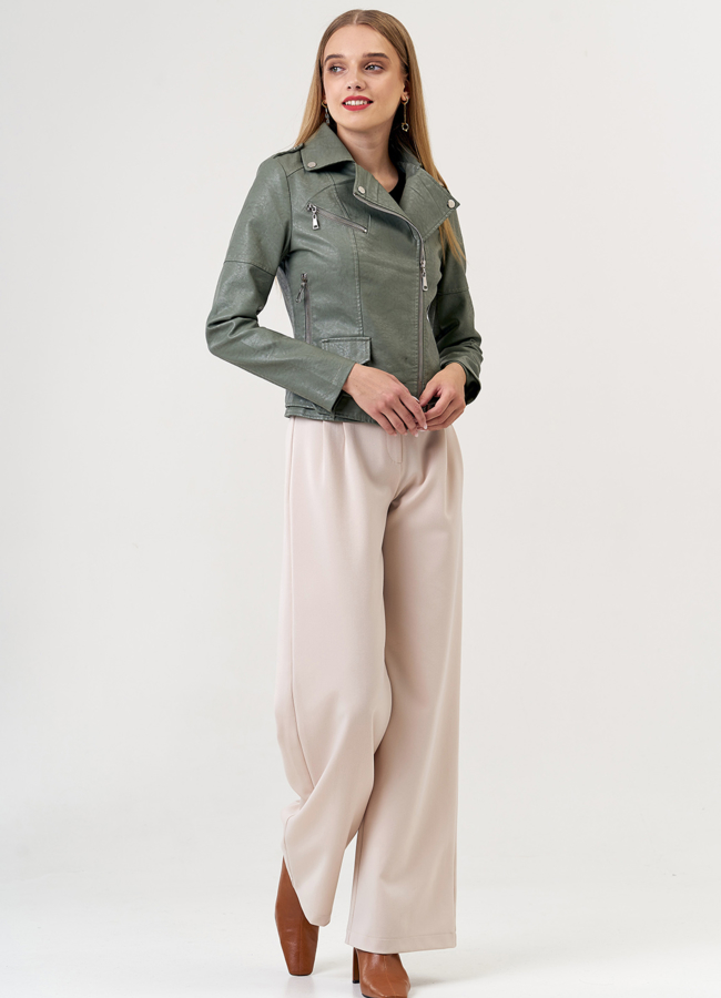 Куртка из эко кожи зеленого цвета модель № 21249, 22692 универмаг малина