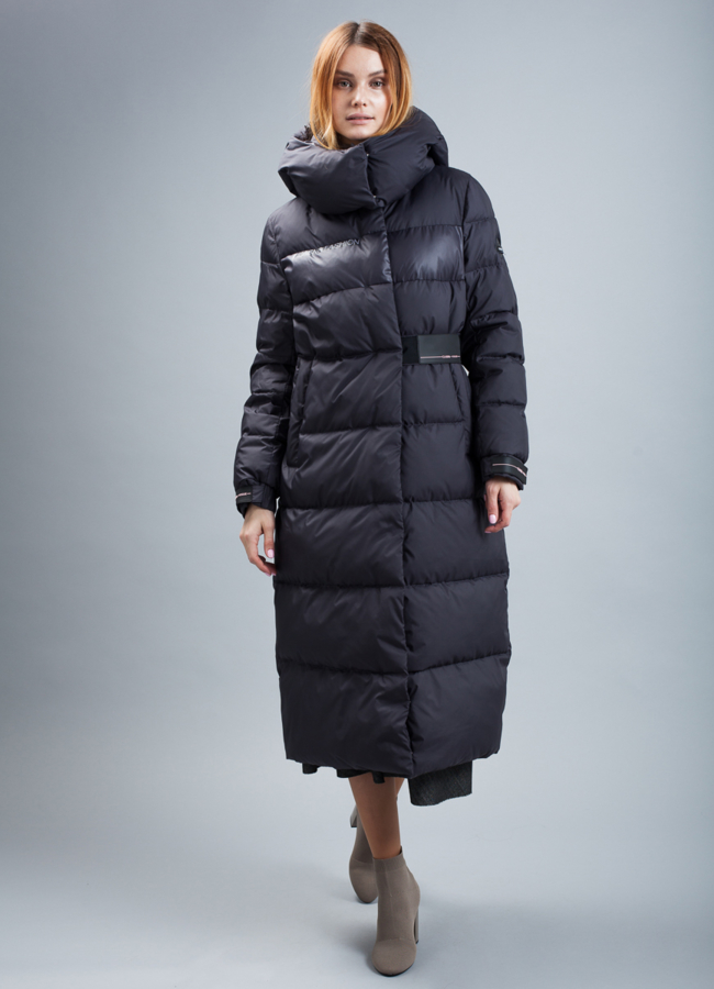 Пуховик женский на биопухе модель № П-336 меха малина