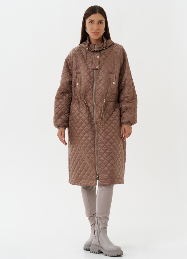 Женское утепленное пальто модель № 27150 меха малина