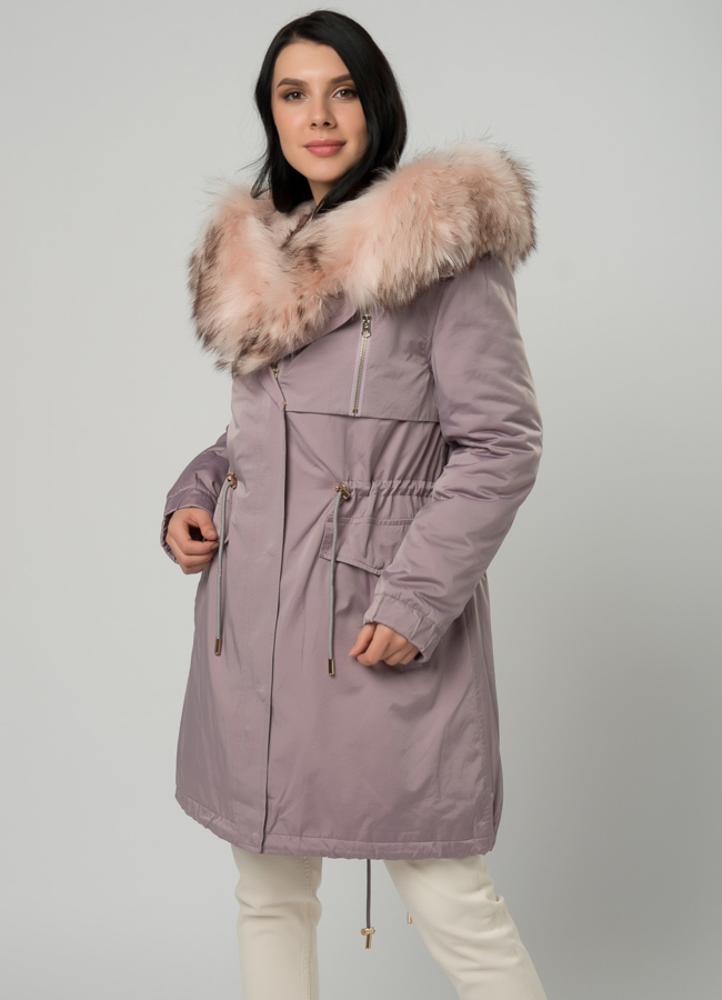 Парка с мехом из енота модель № 73392 универмаг малина