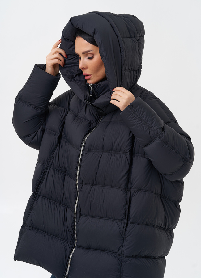 Женский пуховик с капюшоном  модель № 28971 универмаг малина