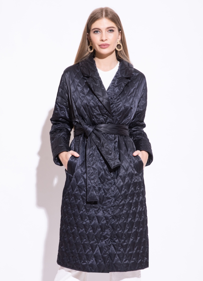 Пальто из полиэстера с английским воротником модель № 0022 меха малина