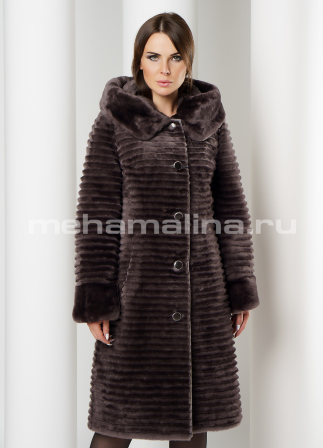 Шуба с капюшоном модель № S-620 универмаг малина