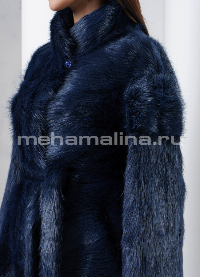 Шуба синего цвета модель № S-548 универмаг малина