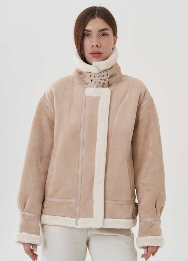 фото Женская дубленка из эко замши  модель № 25356