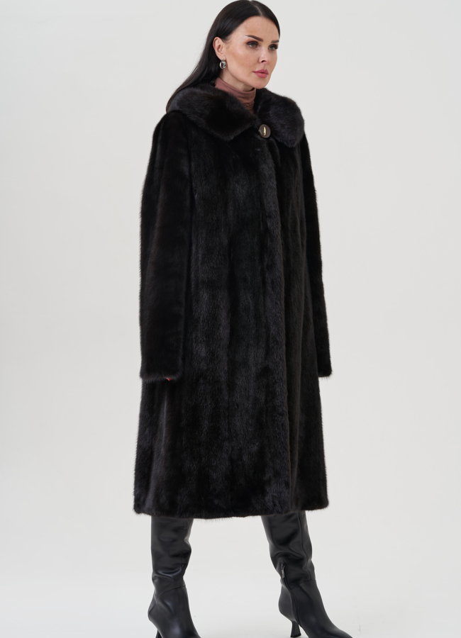 Шуба из норки в цвете махагон модель № 26126 универмаг малина