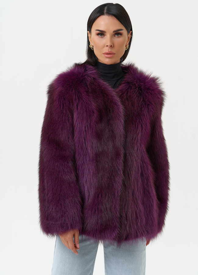 Женская куртка из меха канадского енота модель № 31085 меха малина Женская куртка из меха канадского енота модель № 31085 меха малина