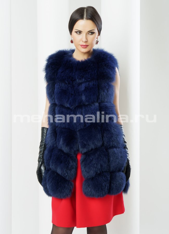 Меховой жилет из песца модель № M-92 меха малина