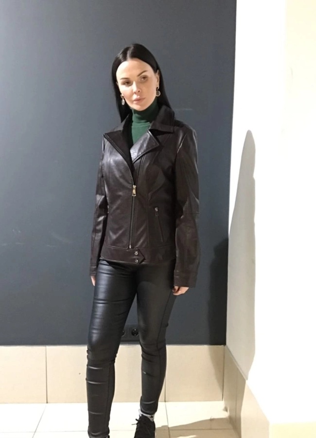 Куртка из эко кожи приталенная модель № 7991 в рассрочку