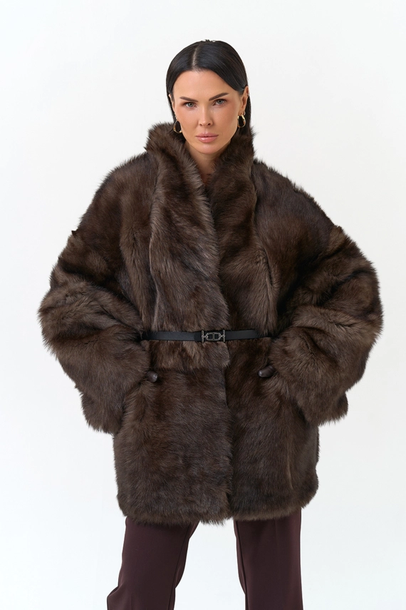Женская двухсторонняя дубленка фото