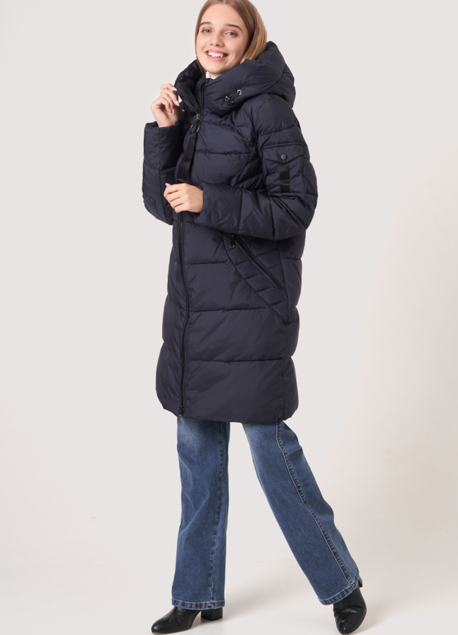 Серый пуховик с капюшоном модель № 507 универмаг малина