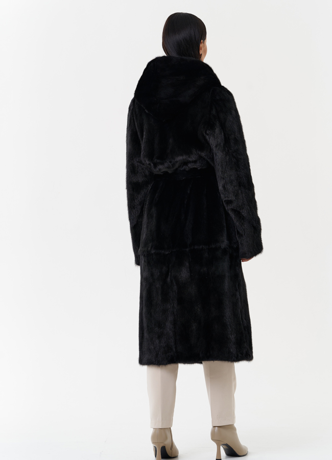 Женская норковая шуба с капюшоном модель № 27663 универмаг малина