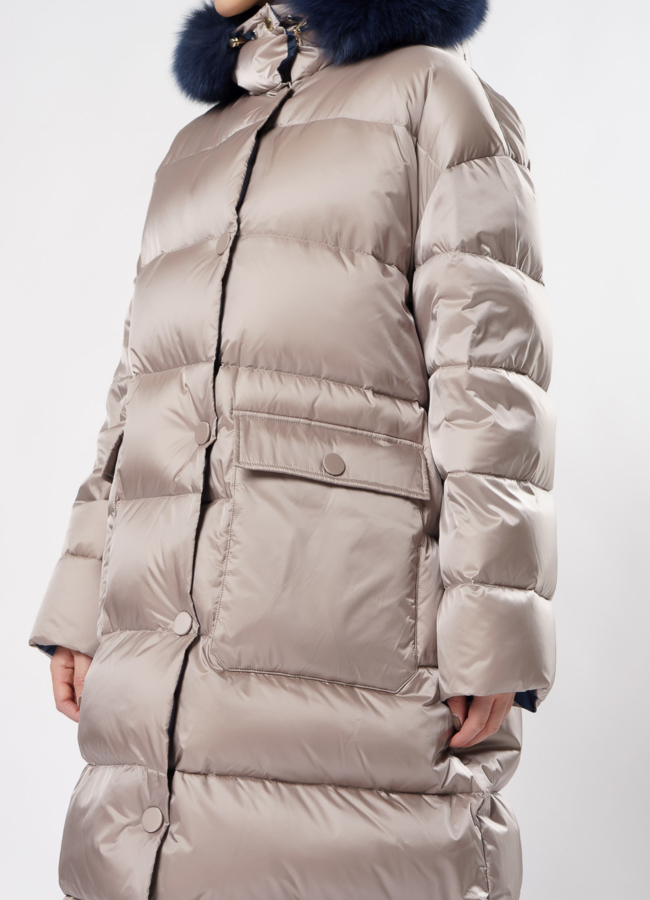Светлый пуховик Florence Mode с капюшоном модель № 19СА-27 универмаг малина