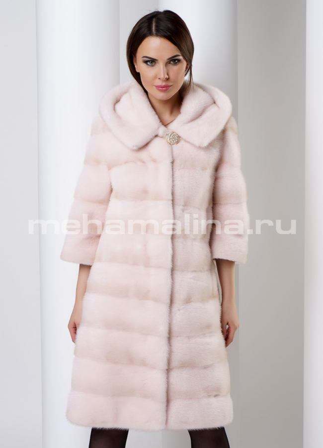 Норковая шуба с капюшоном модель № S-552 в кредит