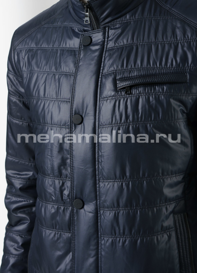 Куртка прямого силуэта темно-синего цвета модель № 319 в рассрочку