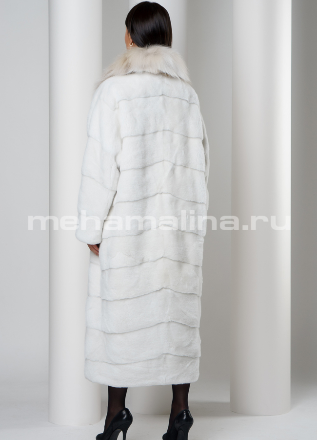 Белая норковая шуба  модель № S-719 в рассрочку
